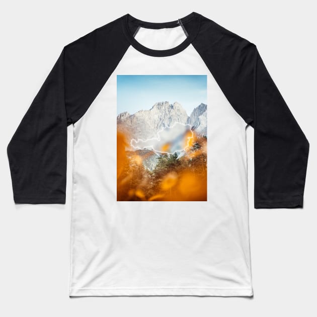 Austria Country Map | Luminous Landscapes Baseball T-Shirt by Visitify